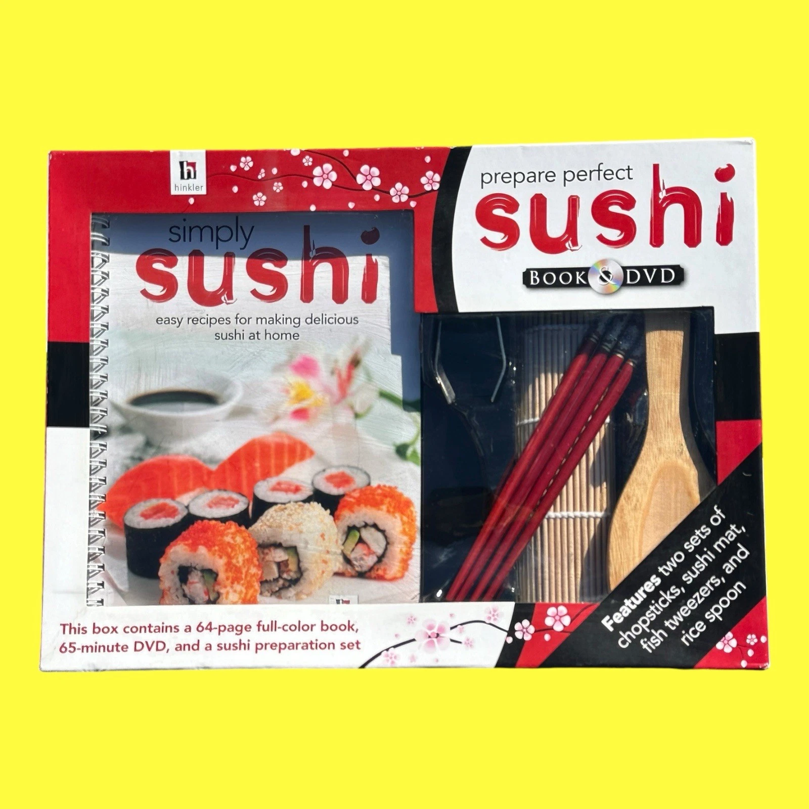 NEW Prepare Perfect Sushi Book DVD Set w/ Chopsticks, Mat, Tweezers, Rice Spoon
Opens in a new windo