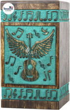 Rosewood Urn for Ashes - Guitar Wings Wooden Box for Human, Pet Ashes Hand-Craft