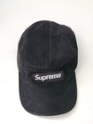 SS17 Supreme Suede Camp Cap Nero Cappello In Pelle Con Logo A Scatola