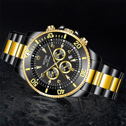 NOTIONR Waterproof Mens Watches Classic Stainless Steel Date Quartz