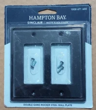 Hampton Bay Sinclair 2-Gang Rocker Wall Plate Matte Black 1008 671 600 Free Ship