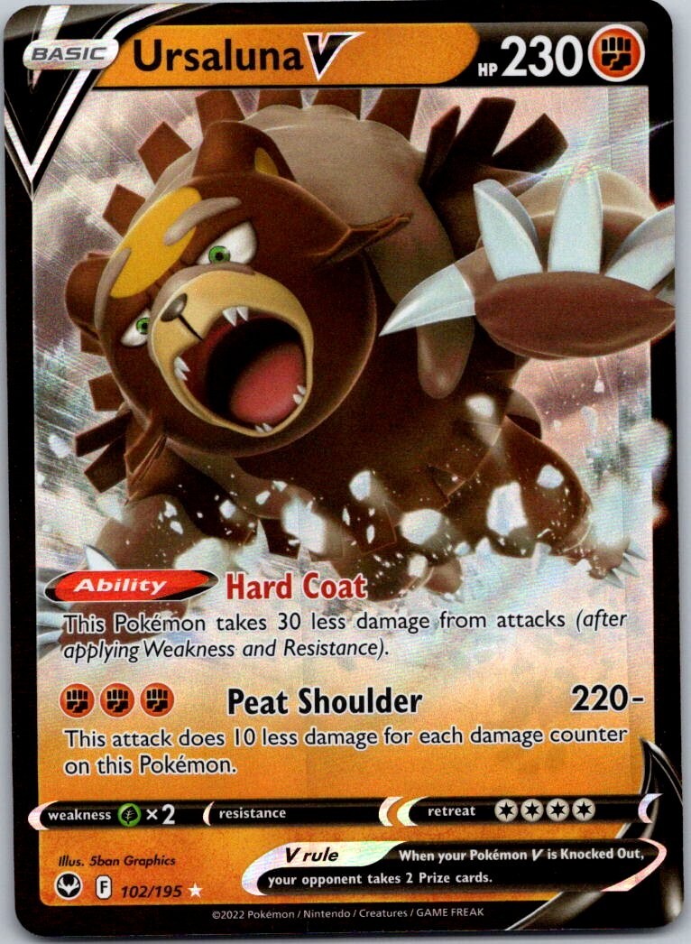 Pokemon Ursaluna V 102/195 Sword & Shield: Silver Tempest Free Shipping!