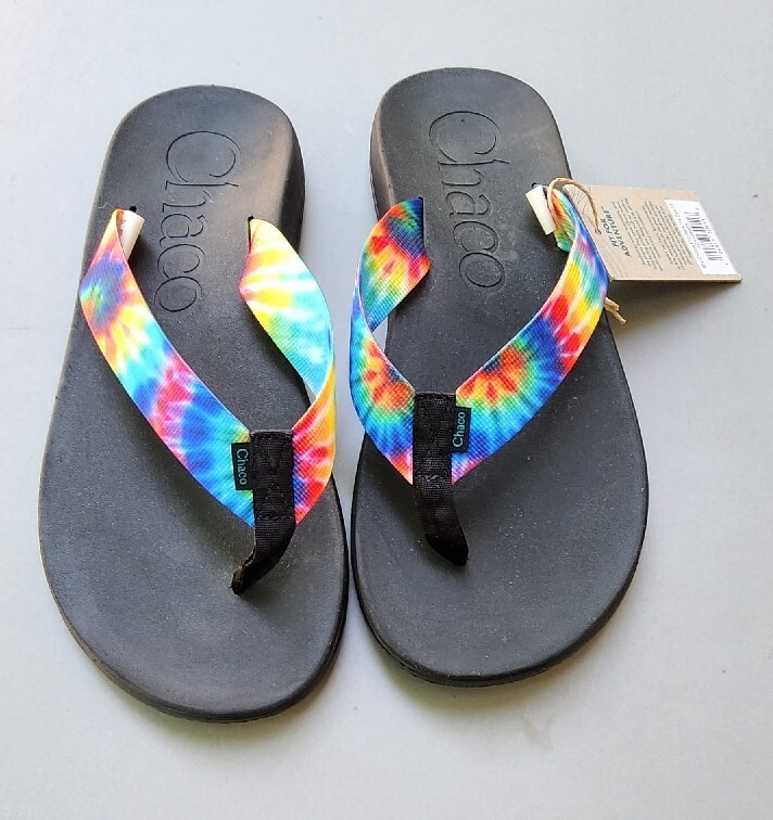 Chaco Mens Sandals Size 13 Chillos Dark Tie Dye Flip Flops  display picture 2