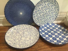 Set 4 10'' Porcelain Dinner Plates  Large Size Serving Plate for Salad lunch MIN