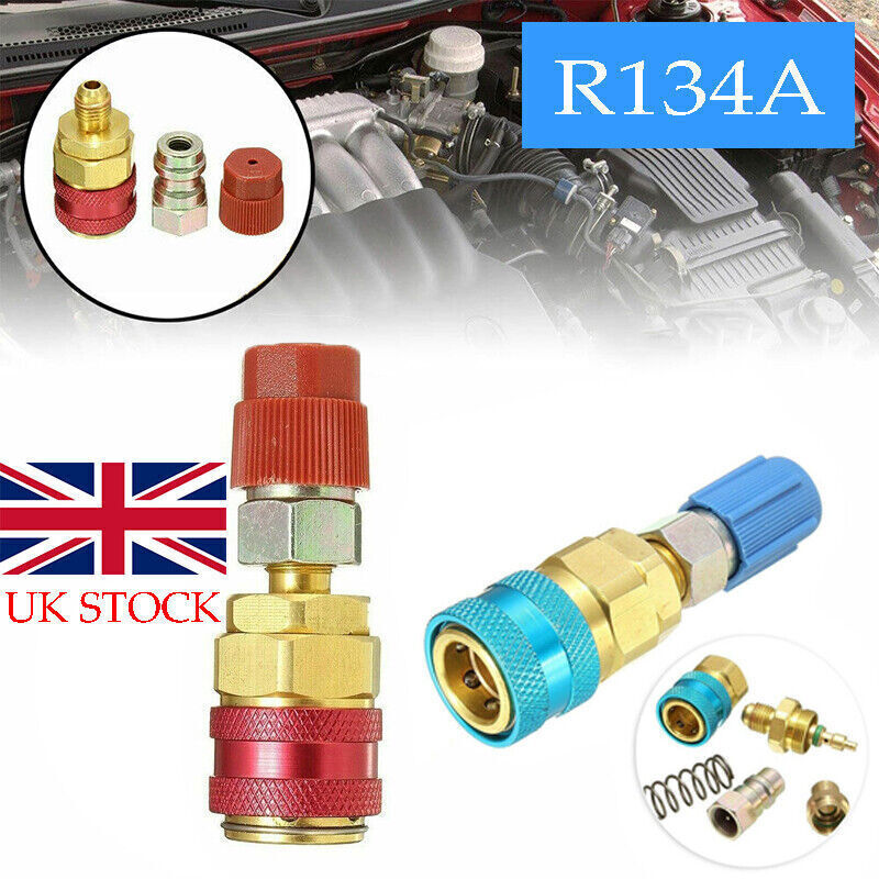CarBole AC Manifold Gauge Quick Coupler Set – High & Low Side Adapters, 90° SAE Fittings