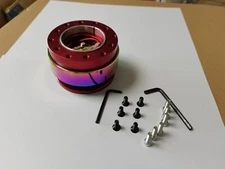 Neo Chrome Steering Wheel Quick Release Kit - RED Hub Adapter Snap Off Boss Kit