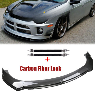 For Dodge Neon Carbon Fiber Style Front Bumper Lip Spoiler Strut Rod Body