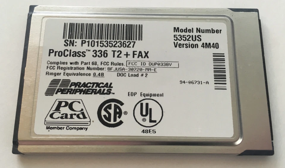 Practical Peripherals - Pro Class 366 V.34 Data/Fax Modem Model 5352US Ver. 4M40 - Image 2 of 3
