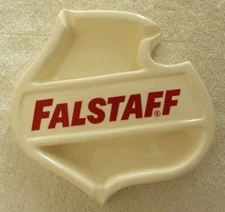 Vintage Falstaff Beer Logo Shaped Large Ashtray