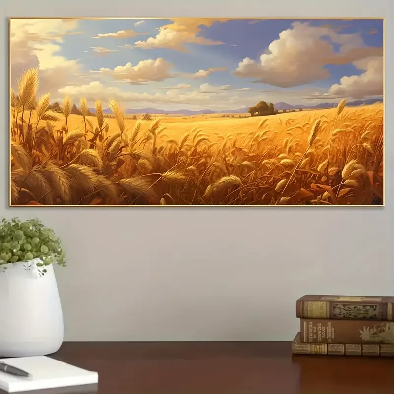 Rural Golden Wheat Fields Art Canvas Painting Home Decor Wall Poster