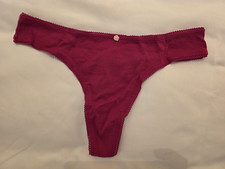 Victoria's Secret Dark Pink Red Cotton Thong Panty Size M New 