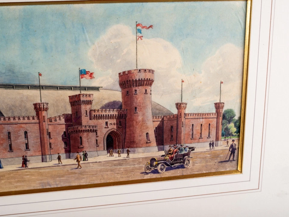 Antigua acuarela arquitectónica c.1910, Denver Nat. Guard Armory, Albert Bryan Foto 4 de 4