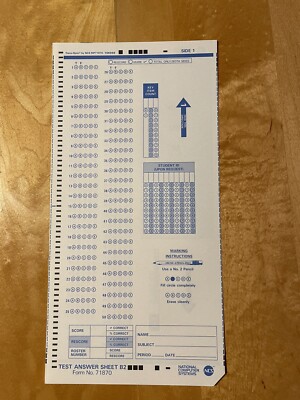 Scantron Answer Sheet B2 Form Number 71870 50 Sheets Test Classroom Bubble