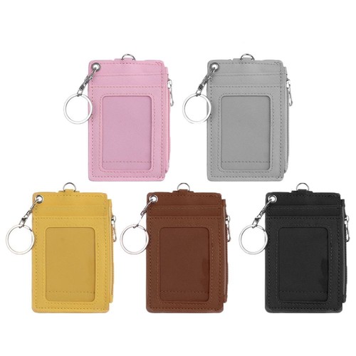 5Pcs New Bus Cards Cover PU Leather ID Card Holder Wallet Keychain Coin Purse