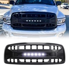 Matte Black Front Armor Grille Woff-road Light For 2002-2005 Dodge Ram 1500
