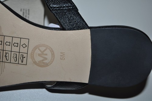 MICHAEL Michael Kors MACKENZIE Black Saffiano Leather Thong Sandal Flat Shoe 5 - Picture 8 of 8