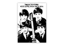 The Beatles birthday card. 'From me to you'. Music card. Black and white. Monoch