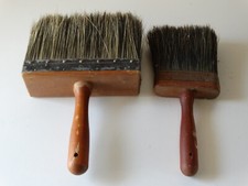 2 vintage bakers Bristle Horse Hair Brush Large 7 X 2-1/4 , 4x 1.25"