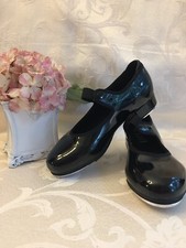 NEW GIRLS BLOCH BLACK PATENT LEATHER TAP SHOES SIZE N 13