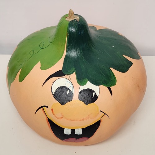 Calabaza pintada a mano cara calabaza otoño otoño otoño decoración aproximadamente 12" a través x 9" H - Imagen 5 de 7