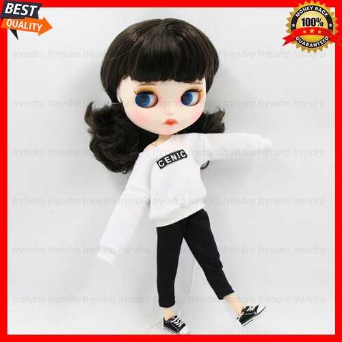 Nude Blythe Doll From Factory 12" Matte Face White Skin Black Hair Jointed Body - Picture 4 of 27