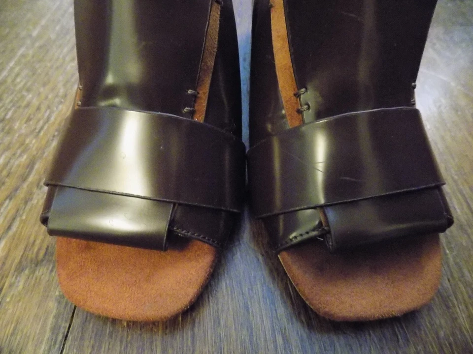 Kelsi Dagger Brooklyn Sadie Dark Brown Suede Leather Slides 2" heels 6 $140.00 - Image 4 of 4