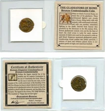 Roman Centenionalis Constantius II Gladiator Coin COA & History & Mini Album Inc