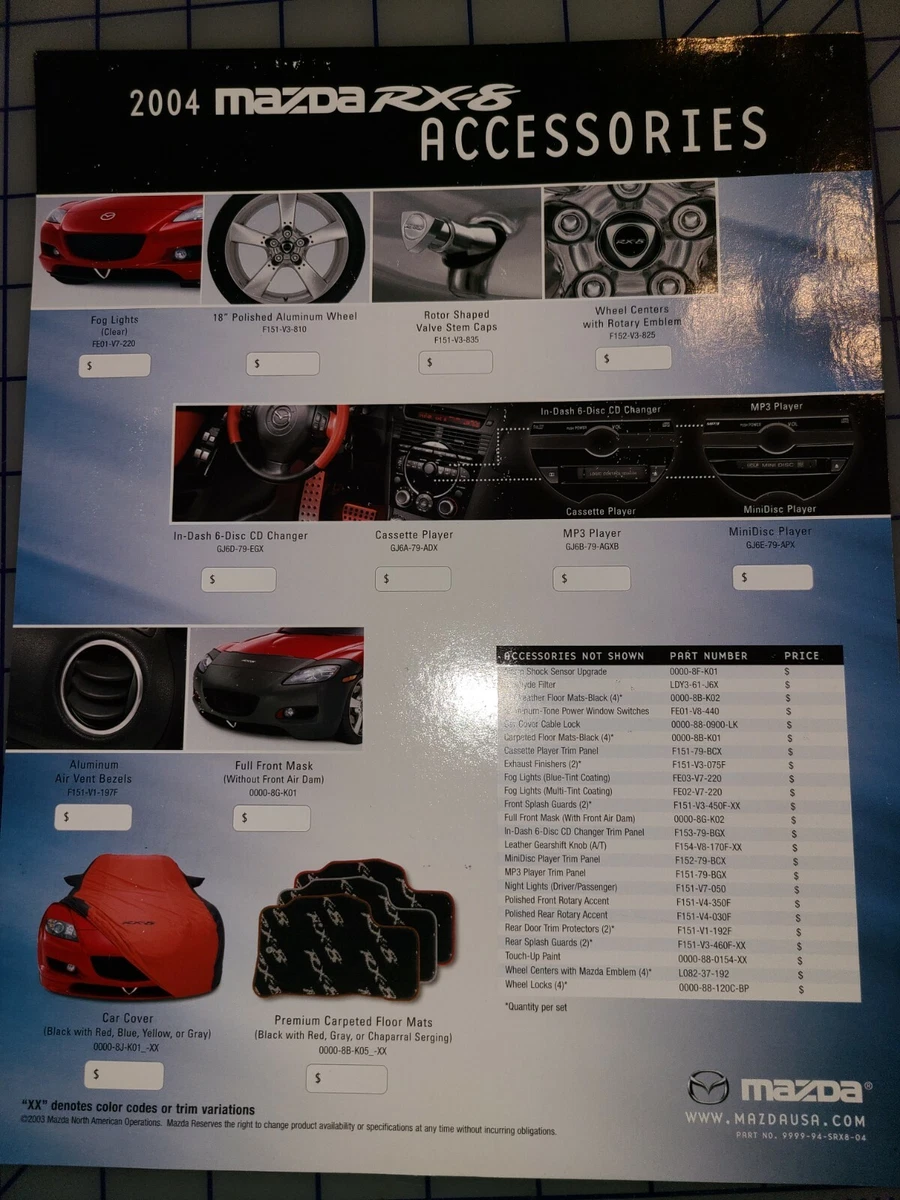 2004 mazda outlet rx8 accessories