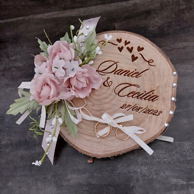Personalisierte Hochzeitsringe Holz, Harz, 3D-Druck, Herzen, Schrift