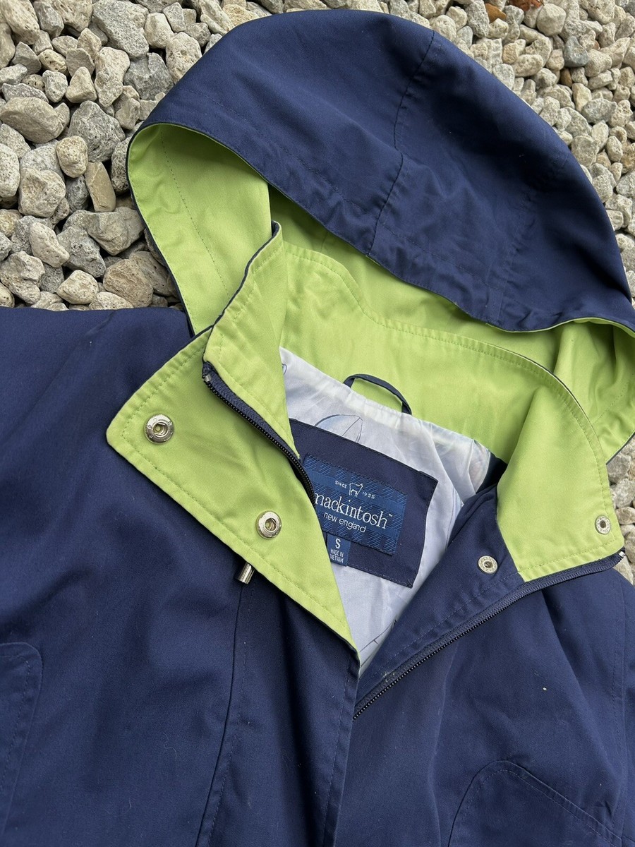 Mackintosh Navy Lime lined pockets hooded jacket Coat Spring Fall