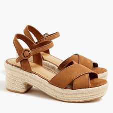 J.Crew Platform Espadrille Heeled Sandals in Warm Chicory Suede Size 7.5 NWB