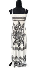 Shoreline Women's Maxi Dress One Size White Floral Smocked Sleeveless 0675