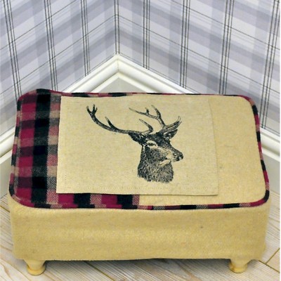 Stag Pattern Footstool Rectangular Beige and Pink Stag Footstool with Drawer MIN2449 *REDUCED ...
