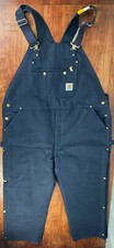 Carhartt Men's Dark Navy Quilt Lined Zip to Thigh Bib Overall R41 46x30 NWT