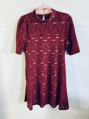 BCBG MAXAZRIA Aileen Lace Dress Classic Burgundy Cranberry