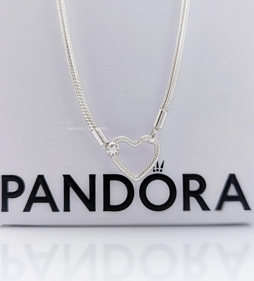 NUEVO 100% Auténtico PANDORA 925 Ale Cierre Corazón Serpiente Cadena Collar 393377C00 Foto 3 de 4
