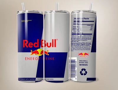 Red Bull Original Inspired Stainless Steel 20oz Tumbler with Straw, Hot or Cold