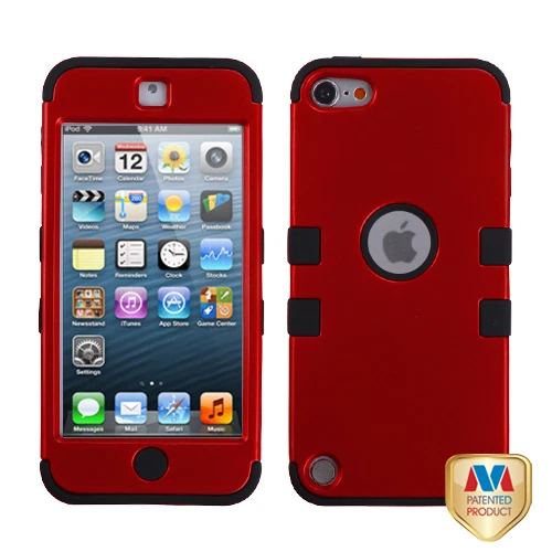 iPod Touch 5th 6th 7th Gen - HARD & SOFT RUBBER HIGH IMPACT SKIN CASE RED HYBRID - Image 2 of 3