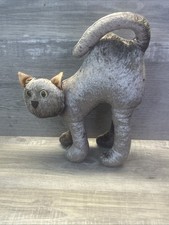 Brown Arched Back Cat Plush Orange Glitter 12" Halloween Vintage
