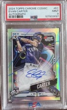 2024 Topps Chrome Cosmic Rookie Card Evan Carter Auto PSA MINT 9. rookie card picture