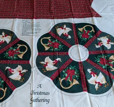 Cotton Fabric Cut Sew Panel CHRISTMAS GOOSE WREATH by Hallmark 44" W x 36"H