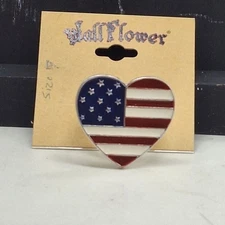 Wallflower Heart-Shaped American Flag Stretch Ring Size 7