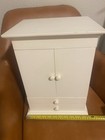 White Wood Jewelry Box w/ Mirror, Lined Blue Velvet Interior, 11 in, 25+ Pieces — photo 2