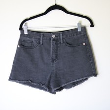 Wild Fable High Rise Denim Shorts Faded Black Raw Hem Size 6