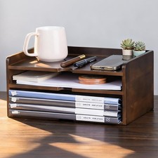 Wooden Desktop Organizer for Home Office, Study & Work, Mult