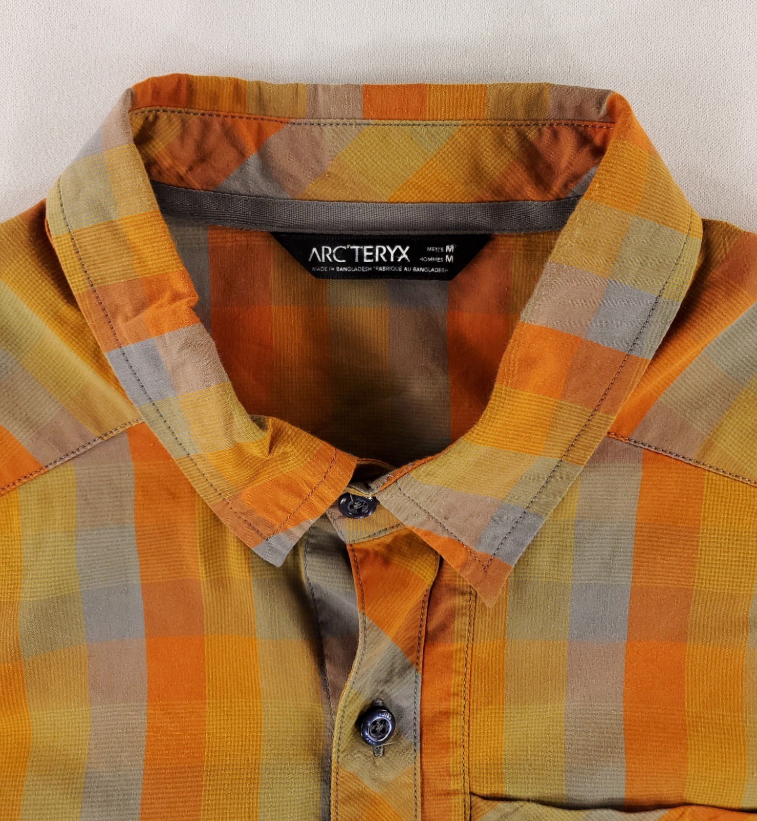 Arc'teryx Arcteryx Camicia Manica Corta con Bottoni Arancione Grigio Plaid Uomo M