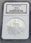 2007 $1 American Silver Eagle Coin - NGC MS69 Graded - 1oz Fine Silver