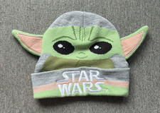 Star Wars Grogu Beanie Hat Baby Yoda The Child Ears Cuffed Knit One Size EUC
