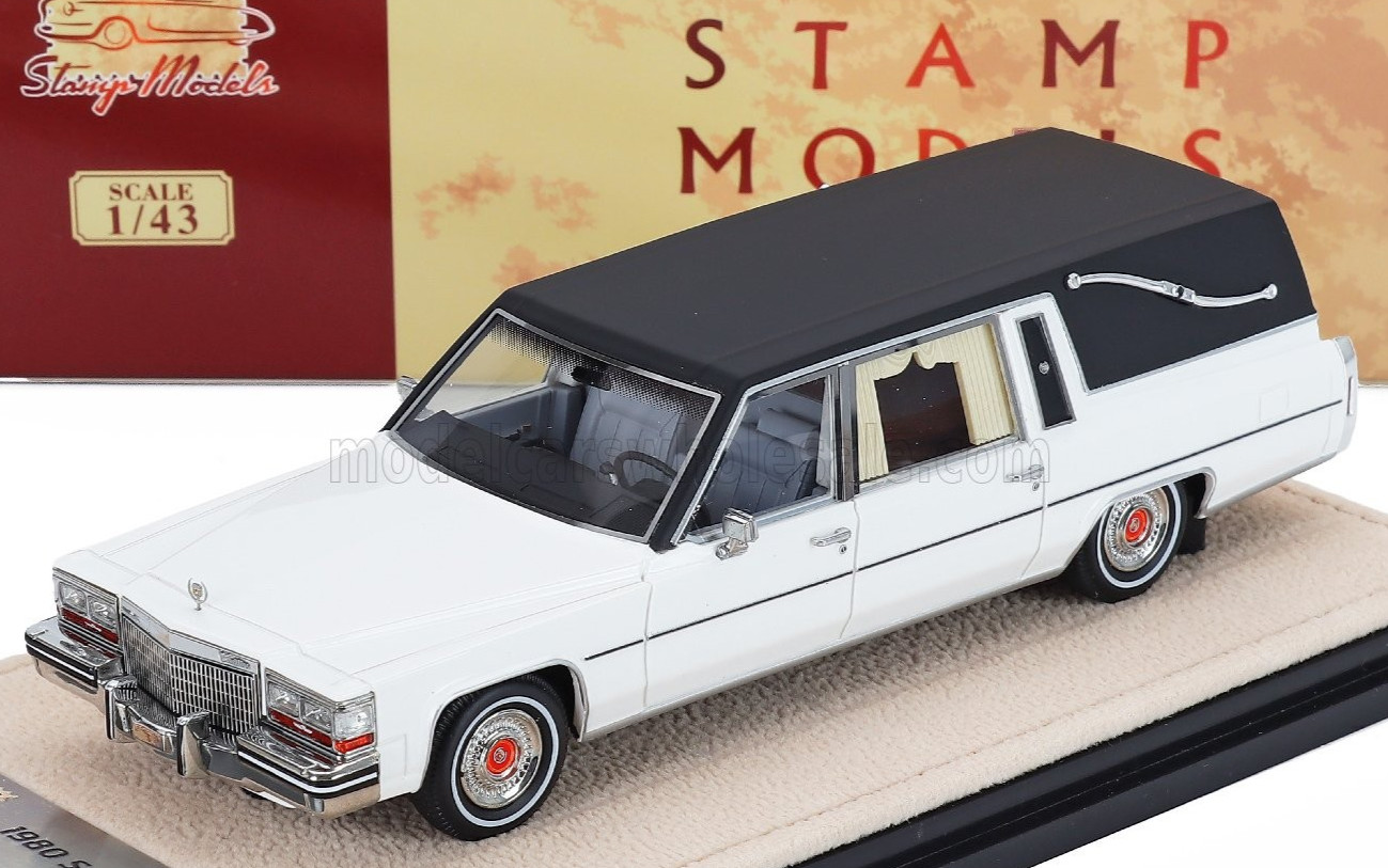 wonderful resin-modelcar 1/43 CADILLAC SUPERIOR HEARSE 1980 - white / black