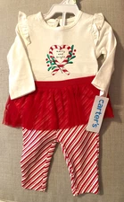 Carters Infant Girls Christmas Red Tutu Merry and Bright Two piece 3  months New
